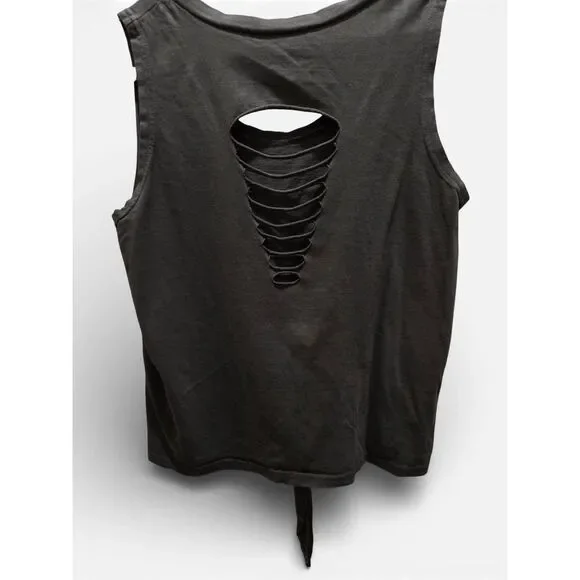 Teen Graphic Tie-Front Tank Top | Sleeveless Casual Top | Size M - Picture 11 of 15